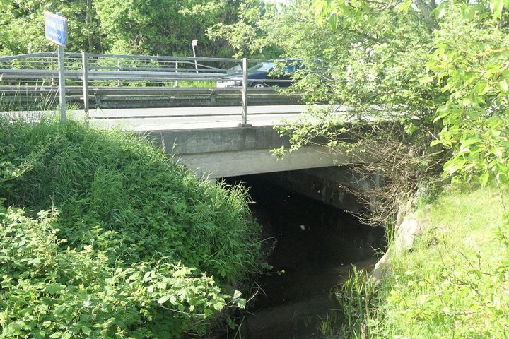 Der er utætheder i broen over Voldby Bæk i Voldby. Foto. Vejdirektoratet.