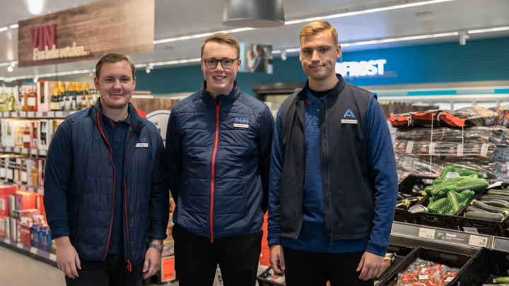 Foto fra venstre: Butikschef Mikkel Ersteiner, Souschef Marius Lillelund og Souschef Marco Arlyng