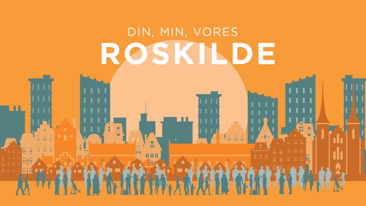 I en ny serie af arrangementer under overskriften 'Din, min, vores Roskilde' inviterer Roskilde Museum til dialog om udviklingen af byen. Første arrangement 'Den levende by' er 5. februar. Illustration: Trine Sejthen /ROMU