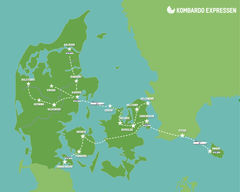 Kombardo Expressen er en hastigt voksende busforretning. Her et kort over de nuværende ruter.