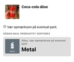 Scanner du eksempelvis en Coca-Cola dåse, får du vist dette piktogram i appen.