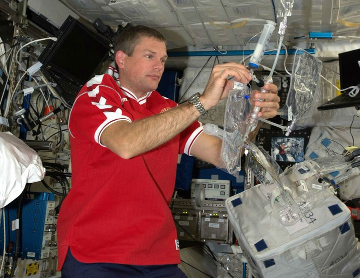 Danish astronaut Andreas Mogensen testing an Aquaporin membrane on The International Space Station on his last mission back in 2015.