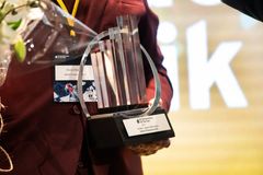 Imbox Protection ved René Charles Marker, Michael Grundtvig og Henrik Grundtvig er den regionale vinder i Midtjylland af EY Entrepreneur Of The Year 2021. Foto: Bo Amstrup/Ritzau Scanpix