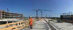Landinspektørfirmaet LE34 i Odense er tilknyttet byggeriet af landets største nye supersygehus, Nyt OUH, og er med til at sikre, at byggeriet kan skride frem som planlagt. Foto: PR.