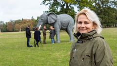Britta Riis, direktør for Dyrenes Beskyttelse, ved offentliggørelsen af, at de fire cirkuselefanter skal til Knuthenborg Safaripark. Foto: Finn Brasen. Til fri afbenyttelse