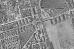 Virum Torv med rundkørsel i 1950erne