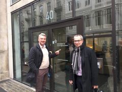 Borgmestrene Holger Schou Rasmussen og John Brædder efter dagens møde i Uddannelses- og Forskningsministeriet