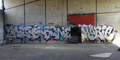 Graffiti på væggene på ”Spånnen”. Fotograf: Bent Nielsen
