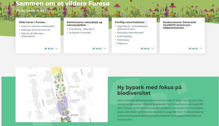 En ny hjemmeside, furesoe.dk/vildfuresø samler de kommunale projekter for et vildere Furesø side om side med borgernes egne initiativer og hvad du selv kan gøre for at øge biodiversiteten i dine omgivelser.