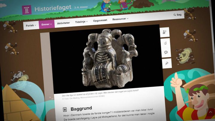 Folkeskoleelever på mellemtrinnet kan nu blive klogere på Danmarks tidligste konger i Lejre i læringsuniverset Clio. Illustration: Clio