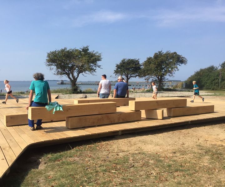 Strandtorv og solnedgangstrappe i udviklingsprojektet Hestehovedet er blandt de projekter, som har fået støtte gennem grøn ordning.