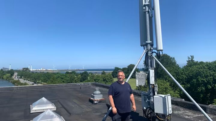Radionetværkschef hos 3, Stefan Ring Støhrmann, ved 3's 5G-test på Amager.