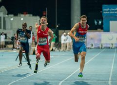 Foto: Helene Wiesenhann. Daniel Wagner vinder VM-guld i 100 meter.