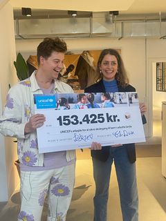 Rasmus Kolbe aka. Lakserytteren og Kristina Boldt, Private Fundraising Director hos UNICEF Danmark