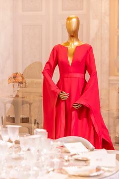 Fhv. statsminister, Helle Thorning Schmidts kjole af designer Le Schmidt Foto: Thorkild Jensen