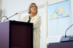 Hanne Tanvig fra Københavns Universitet præsenterede notat om dansk landdistriktspolitik i nyere tid. Foto: Jens Astrup