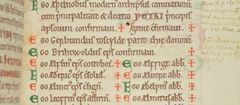 Dokumentet fra 1022 er det tidligste bevis på, at der på det tidspunkt var en biskop i Roskilde. Han hed Gerbrand, og i 1022 bevidnede han jordoverdragelse fra den danske konge Knud den Store til Ely-klosteret. Billede: Trinity College Library, Cambridge.