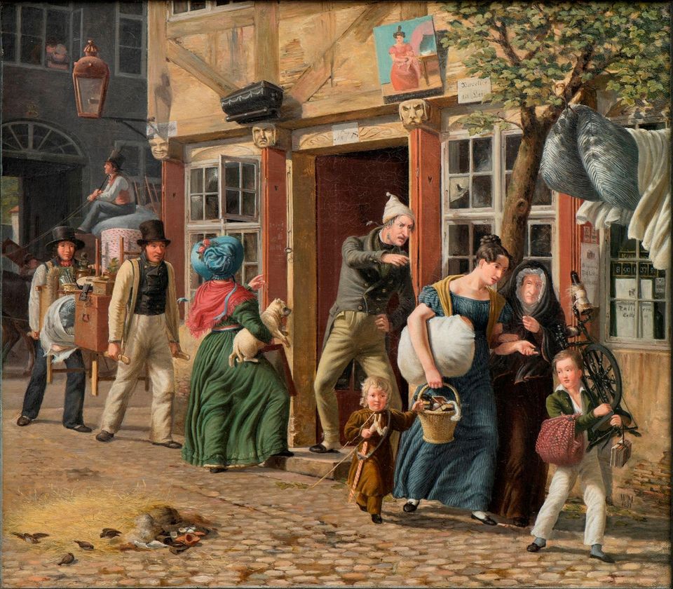 Wilhelm Marstrand, 'En flyttedagsscene', 1831. Torben Christensen/Nivaagaards Malerisamling