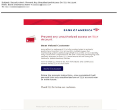 Eksempel 8. Bank of America phishing-mail
