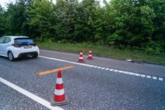 Fartbump skal tvinge bilisterne ned i fart ved vejarbejdet på E45 ved Aarhus Vest. Foto: Arkil