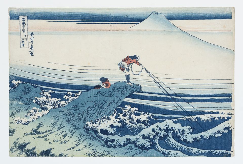 Katsushika Hokusai, Kajikazawa i Kai-provinsen (Kôshû Kajikazawa) fra serien 36 udsigter til Fuji bjerget (Fugaku sanjûrokkei), 1830-1831. Foto: Designmuseum Danmark