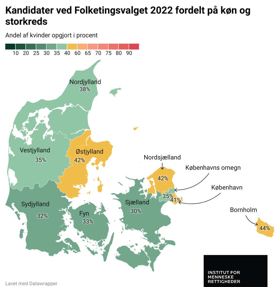 Danmarkskort: Historisk Mange Kvinder Stiller Op Til Folketingsvalget ...