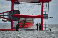 Denmark SailGP Team præsenteret af ROCKWOOL kæntrede under træningen på hjemmebanen i Aarhusbugten tirsdag d. 17. august, 2021.