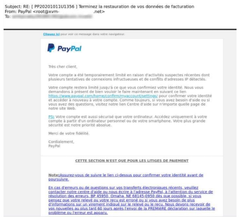 Eksempel 3. PayPal phishing-mail (fransk)