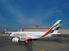 Emirates A380 med den nye signaturbemaling