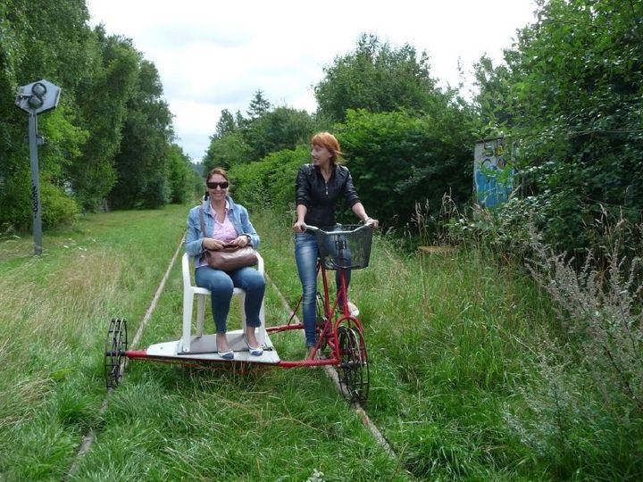 Skinnecykler på Gedserbanen.