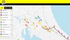 En række interaktive kort som fx dette kort over Nyborg skal hjælpe publikum med alt fra parkeringsforhold og vejlukninger til  fanområder og turistattraktioner. Foto: www.letourcph.dk