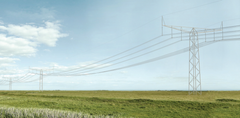 Visualisering af ny 400 kV højspændingsmast. Foto: Energinet