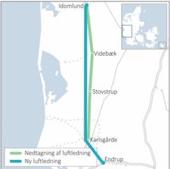 Vestkystforbindelsen består af to delstrækninger, hhv. Idomlund-Endrup og Endrup-grænsen. Den samlede længde er 172 km og nu i drift.