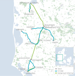 Energinet forstærker og udbygger eltransmissionsnettet i Midt- og Vestjylland. Bl.a. graves nye forbindelser i jorden og gamle elmaster fjernes. Arbejdet er opdelt i delstraækninger. Du kan læse mere på Energinets hjemmeside.