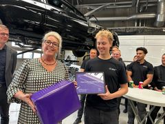 Evita Rosdahl, vicebestyrelsesleder i DI Fyn, Elias Goldschmidt, vinder af DI Fynlærlingepris 2026