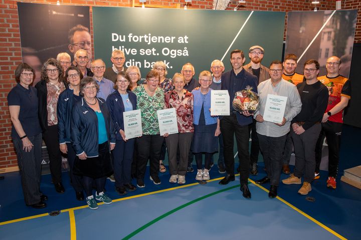 De fire prismodtagere til Andelskassens aktionærmøde i Helle Hallen