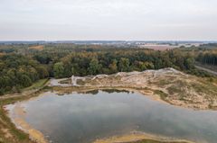 Her ses klimasøen ved Bikepark Åhaven, som aflaster Tingsted Å ved store regnskyl. Det er samme løsning, der skal anvendes i Sakskøbing i Rørbækområdet. Foto: Guldborgsund Kommune