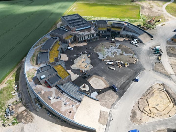 Her ses den nye skole i Sundby tæt ved Nykøbing Falster. Foto: Guldborgsund Kommune