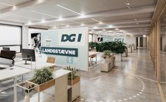 Visualisering af de indendørs rammer på DGIs nye landskontor
