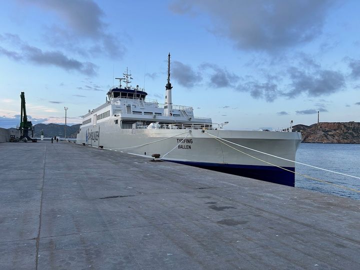 Tyrfing i Cartagena, hvor færgen gik i havn i går.