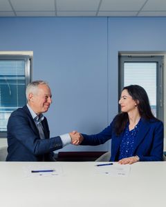 John Henriksen, CEO hos TDC Erhverv & Nadia Carlsten, CEO hos DCAI