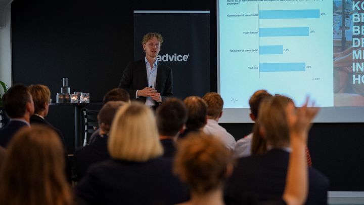 Julius Møller Meilstrup, Head of Public Affairs i Advice, til lanceringen af Den Sundhedspolitiske Puls 2024
