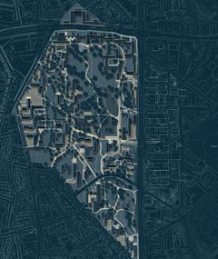 Visualisering af, hvordan Universitetsparken og Vennelystparken kan se ud fra oven, når Oplyst er fuldt etableret i 2028.