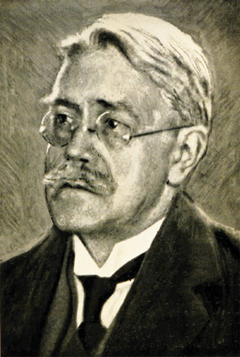 Et portræt af Anker Jensen tegnet efter hans død i 1937 – 39 år efter hans banebrydende Åby-studie (Bøegh et al. 2023)