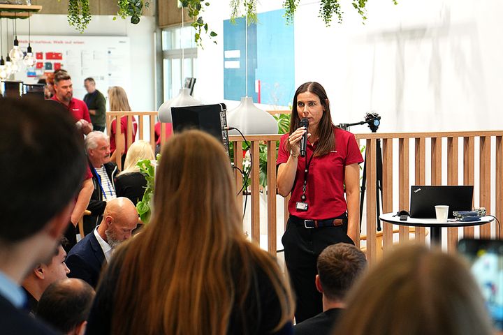 Pernille Kiær præsenterede for første gang kunderne for den nye CO2e-beregner på HI-messen i Herning