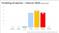 Fordeling af elpriser februar 2025