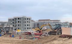 Igangværende byggeri af 171 nye boliger i Landskabsbyen i Egedal. Foto: Industriens Pension.