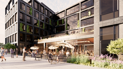 Illustration af Bruun & Hjejles kommende kontordomicil i Københavns Nordhavn, når det hele står færdigt. Illustration: Arkitektfirmaet Henning Larsen.