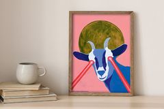 Årets 'Giv en ged'-plakat for Folkekirkens Nødhjælp - malet af billedkunstner Esben Pretzmann