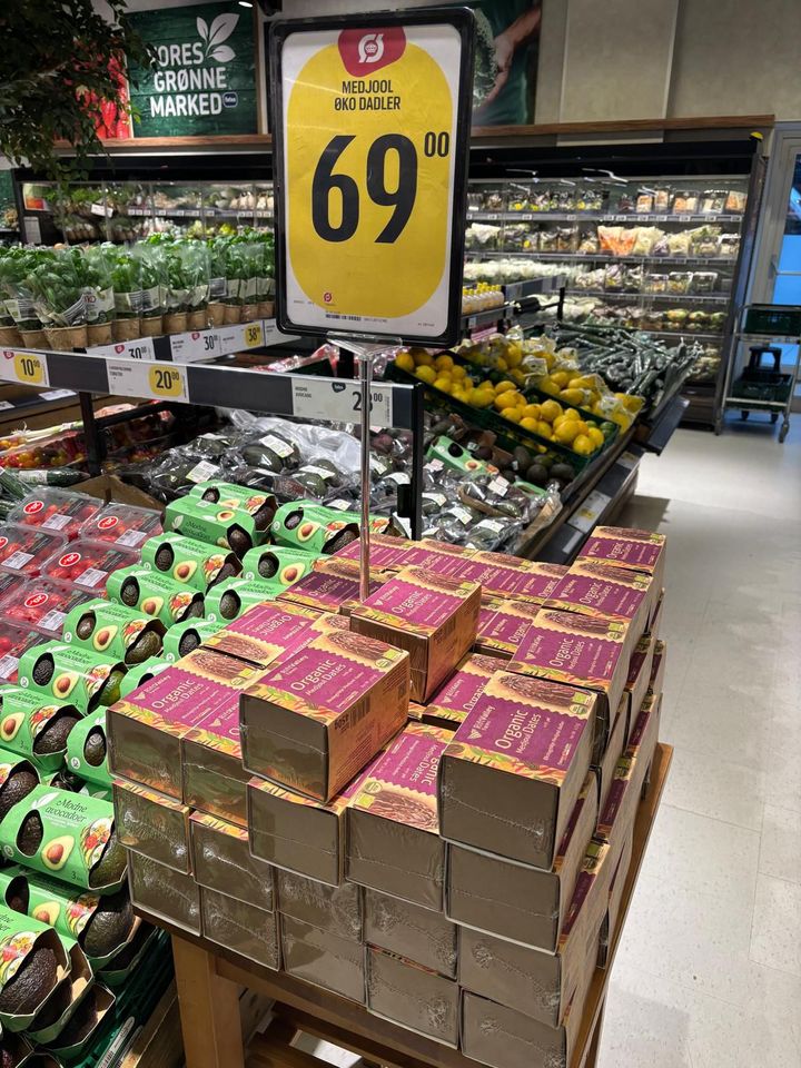 Palæstinensiske dadler i Sallings butikker